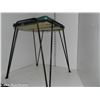 Image 5 : Lot of 2 Mid Century Floral Stools (Blue/Gold Black Metal)