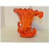 Image 4 : Mid Century Orange and Red Ornate Vase