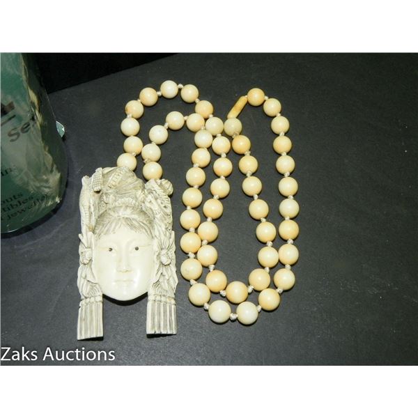 Antique Japanese Ivory Geisha Necklace