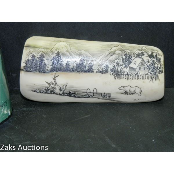 Artist Signed Scrimshaw Artififact - Jackson