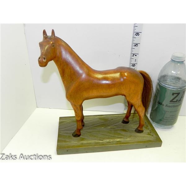 Hand Carved Horse on Base