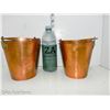 Image 5 : Set of 2 Vintage Copper Bucket Planters Embossed Design with Copper Handle