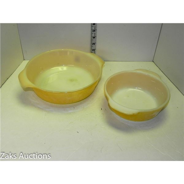 Vintage (2) Fire King Peach Bowls 1 QT and 2 QT