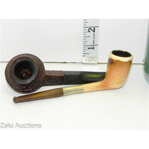 Lot of 2 Vintage Tobacco Pipes - 1) Beige Goede Waagen Ceramic