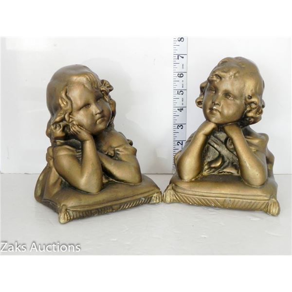 Matching Pair of Gold Ceramic/Plaster Book Ends