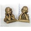 Image 1 : Matching Pair of Gold Ceramic/Plaster Book Ends