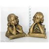 Image 2 : Matching Pair of Gold Ceramic/Plaster Book Ends