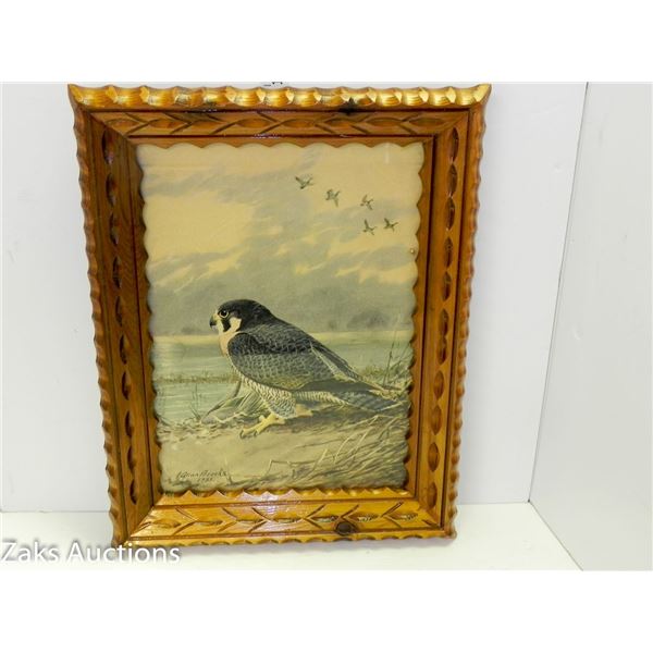 Vintage 1931 Framed Watercolur Peregrine Eagle by Allan Brooks