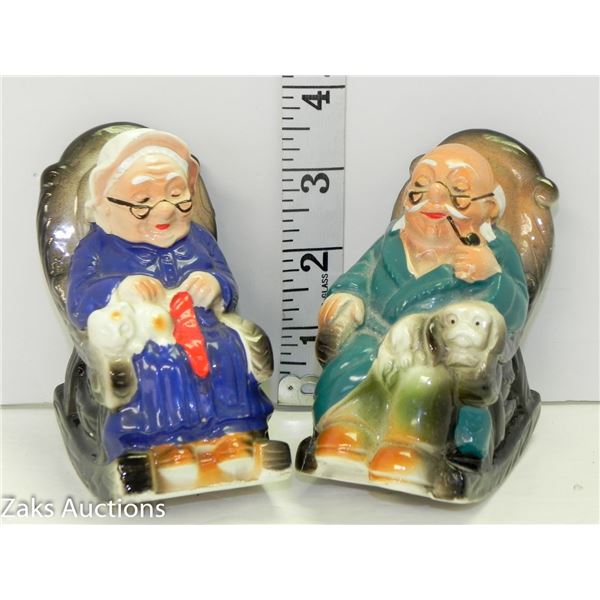 Vintage Grandpa and Grandma Rocking Chair Salt & Pepper Shakers