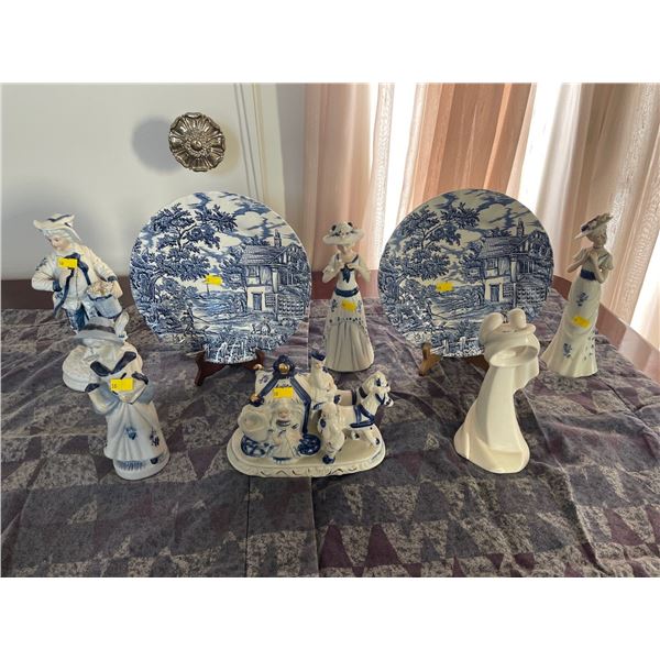 Assorted Collection Of Inside Home Decor - 2 Myott Hand Engraved Made In England Plates & Figurines