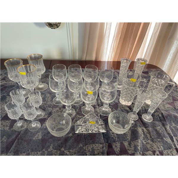 Assorted Collection Of Crystal & Glassware - Glasses, Pitchers, Vases, Stemware Glasses & More