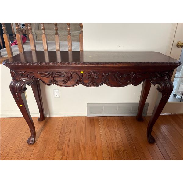 Solid Wood Hand Crafted Decorative Table With Queen Anne Claw Legs 56Lx20.5Dx35H