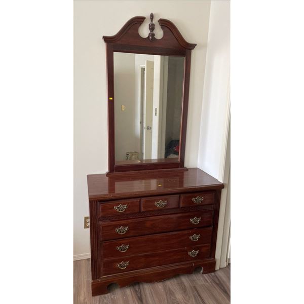 Solid Wood 3 Drawer Dresser With Vanity Mirror 40Lx17Dx32H