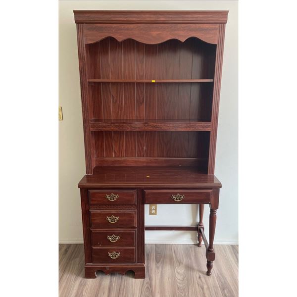 Solid Wood 2 Piece Desk With Shelf