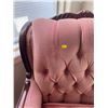 Image 2 : Antique Wooden Arm Chair With Pink Upholstery 28L x 34D x 34H