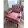 Image 4 : Antique Wooden Arm Chair With Pink Upholstery 28L x 34D x 34H