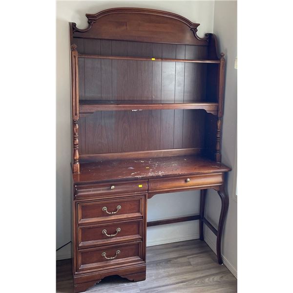 Solid Wood Decorative 5 Drawer Desk With Shelf - 2 Pieces