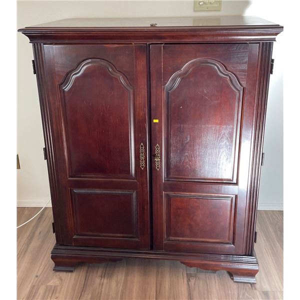 Solid Wood 2 Door Entertainment Cabinet With 2 Shelves & Open Back For Cords 43.5Lx23Dx51H