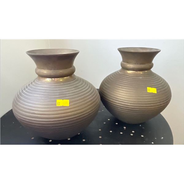 Matching Set Of Solid Brass Made In India Urns By Brass Bazaar 9H