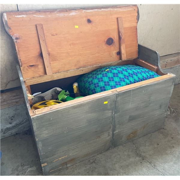Outdoor Wooden Storage Box - Contents Included 35Lx17Dx21H