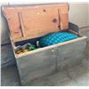 Image 1 : Outdoor Wooden Storage Box - Contents Included 35Lx17Dx21H