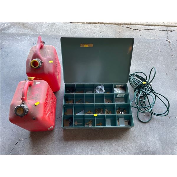 Assorted Collection Of Garage Items - Jerry Cans, Metal Vintage Box Of Keys & More