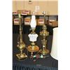 Image 2 : Three vintage table lamps including oil lamp style glass lamp with hurricane and two brass plus a sm