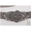 Image 2 : Vintage woven silver belt with floral motif buckle 34", non-magnetic, tests as silver