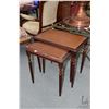 Image 1 : Two of three nesting tables with leather tops