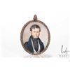 Image 1 : Antique hand painted portrait of a young gentleman on ivory in 3" gilt metal frame with 1 1/2" glass