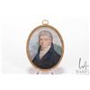 Image 1 : Antique miniature handpainted portrait on ivory in brass oval 3 1/4" frame, artist signed