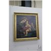 Image 1 : Antique oil on canvas painting Madonna Della Seggiola, after a painting by Rafael, 25" X 22", no art