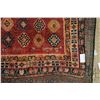 Image 2 : 100% hand made Iranian wool carpet "Shiraz" with red backgrounds and highlights of navy, brown, crea