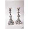 Image 1 : Pair of antique Russian 840 silver candlesticks with removable drip trays ( 1100 g) circa 1890, each