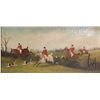 Image 2 : Two antique gilt framed oil on canvas hunt scenes, artist signature seen, and dated 1903, one damage