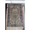 Image 1 : 100% hand made Iranian wool carpet "Kerman" with geometric floral and birds design, cream background