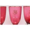 Image 2 : Set of ten antique French cut crystal cranberry wine glasses, purportedly circa 1820, with gilt edgi