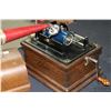 Image 2 : Antique oak cased Edison Fireside Phonograph model A, serial no. 6626 with external horn and selecti