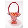 Image 1 : Vintage amberina sunset glass heirloom footed handled basket by Indiania Glass circa 1970, 10 1/2" i