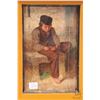 Image 2 : Antique framed oil on board painting of a small boy, no artist signature seen, 10" X 6". NOTE: This 