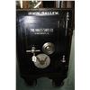 Image 2 : Small antique safe with markings including "The Hall's Safe Co., Irwin Ballew, Norris Safe & Lock Co