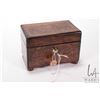 Image 1 : Dainty antique burl wood tea caddy with original original key 4" H X 6" L X 3 1/2" W