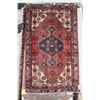 Image 1 : 100% hand made Iranian wool carpet "Zanjan" with center medallion, red background and highlights of 