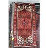 Image 1 : 100% hand made Iranian wool carpet "Zanjan" with center medallion, red background, and highlights of