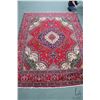 Image 1 : 100% hand made Iranian wool carpet "Tabriz" with center medallion, red background and highlights of 