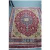 Image 1 : 100% hand made Iranian wool carpet Artist signed "Tabriz" with center medallion, red background and 