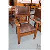 Image 1 : Antique oak open arm, mission style parlour chair