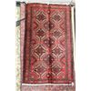 Image 1 : 100% hand made Iranian wool carpet "Ferdose ( paradise) with overall geometric pattern, red backgrou