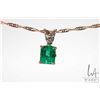 Image 2 : 10kt yellow gold, 18" twisted rope chain and pendant set with emerald cut gemstone and round white d