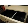 Image 2 : Large fire proof rated, three drawer metal filing cabinet, with key, 42" H X 39" W X 24" D